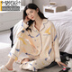Modal pure cotton pajamas women's cardigan lapel printed autumn suit breathable and can be worn outside with all cotton casual women's home clothes LFT9227 M