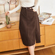 Betu Baitu Women's 2022 Autumn and Winter New Style Corduroy Skirt Autumn and Winter Women's High Waist Slim Versatile Slit A-Line Skirt Women's 2210T55 Brown M