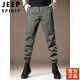 JEEP SPIRIT美式工装裤男夏季薄款弹力宽松束脚哈伦军绿色冰丝裤子男士工作裤 军绿色 XL