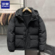 ROMON autumn and winter hooded cotton jacket for men, short, fashionable, loose, casual, solid color, cold-proof, warm and thickened jacket, trendy, black, high quality, XL 135-155Jin Jin is equal to 0.5 kg