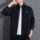 Adidas Männer Sportanzug Fitness lässig und modische Kragenjacke mit offener Briefe lose Strickhosen H46101+GK9226/Black Drei Streifen an der Seite der Jacke m