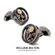 William Milton Round hollow carbon fiber gear cufflink men's business formal French -style shirt cuffs cuffs high -end gift box silver