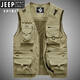 
JEEP SPIRIT Jeep Workwear Vest Men's Spring and Summer New Loose Photography Vest Outdoor Sports Fishing Multi-Pocket Jacket 8818 Khaki 2XL
