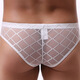 Long Night Sexy Underwear Abnormal Masculine Mesh Transparent Low Waist Concave-convex Large Pouch U-convex Design Transparent White M(66-76CM)