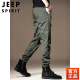 JEEP SPIRIT美式工装裤男夏季薄款弹力宽松束脚哈伦军绿色冰丝裤子男士工作裤 军绿色 XL