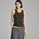 Yunshang Life [Capsule Product] U-collier élastique Slim Ajustement Viete de côte polyvalente B9208X Olive profonde