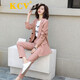 KCV小西装女套装春秋新款气质休闲韩版时尚职业西服外套两件套 9911 黄色 S