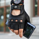 Lootis NOOLDERS men's half-finger retro driving deerskin gloves retro motorcycle riding driving gloves half thin black L size