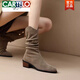 Cartelo echtes Leder Retro Speed ​​Toe Stapel Stiefel für Frauen Herbst einzeln