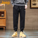Jeep (Jeep) American Echt Jeep High-End-verdickte Casual Hosen für Herbst- und Winter-Trend-Brand-Fußhosen losen Sporthosen Black [offizielles authentisch] Plüsch L empfohlen [120-140jin [Jin gleich 0,5 kg]]]