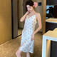 Modal Summer Ice Seide Hosentender Pyjamas für Frauen V-Ausschnitt Kühlung dünner Nachthemd 2025 Sommer neuer purer Hauskleidung Eissammnacht Nachthemd (11949) M.