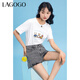 Lagogo Lagu Summer New Women's Denim Shorts décontractés High Taist Slimnming Hot Pants Women's Design Send Grey (R2) 155 / S / 36