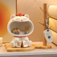 Qile Lucky Cat Housewarming Gift New Year Moving Porch Ornament Living Room Key Storage Rack New Home Gift Decoration Bell Cat + Storage Rack