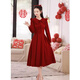 Pierre Cardin Autumn and Winter New Return Engagement Dress Dress Slimming Burgundy Bridal Toast Wear Can Be Weared at Daily Burgundy L Recommended 100-120 Jin Jin equals 0.5 kg