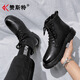 ZANSTE LUMBRE LUXE STYLE BRITANNIQUE BOOTS BOOTS MENS'S Cuir Chaussures Automne et hiver Nouvelle couche pour hommes Cowhide American Domineering Boots Boots Chaussures masculines noir 41