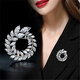Crystal camellia brooch gift box birthday gift women's shell bead corsage pin buckle suit badge to prevent exposure