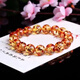 Core fragrance amber beeswax flower amber bracelet leaf amber round bead bracelet single circle men's and women's hand jewelry 8mm flower amber beads a string free