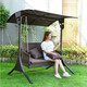 Mu Xiaoxi Outdoor Innenhof wasserdichte Sonnenschutz Haushalt Mehrköpfiger Schwung im Freien Garten Schaukelstuhl Villa Kleiner Innenhof Internet Promi Doppelhänge Stuhl Dark Night Black Belt Shed [Senden Sie Kissen Blumenrebelampe]