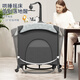 ULOP (ULOP) KRIB Multifunktionales Bett abnehmbares Spleißbabybett mit Windel Tischklappkrippe Neugeborene Schütteln Sie Cook Cook Universal Wheel Baby Cradle Shaking Cook-Line Dinosaurier