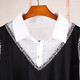 Shanidoluo large size women's dress spring new style fat mm temperament plus obese people look slimming style waist-covering skirt 16759 16753-Black 2XL Recommended 130-150Jin [Jin equals 0.5 kg] to wear
