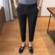 Ding Gude Summer Business Casual Hosen für Männer Neun-Punkte Slim Westkoreanische Version Herrenhosen für Männer in der Herrenhose Trendy Straight-Bein Stretchhose für mittlere Alter und junge Menschen 723 Neun-Punkte Black 29