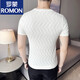 罗蒙（ROMON）夏季冰丝黑色男士高端短袖t恤男镂空针织圆领修身新款透气T恤薄款 9759灰色 (菱形格款) M