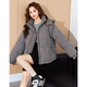 Tonlion 2024 Frauen mit Kapuze Liebe Down Jacke Charcoal Grey M.