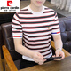 
Pierre cardin high-end little bee embroidered striped knitted T-shirt men's summer thin ice silk breathable short-sleeved top stretch T-shirt T LSD-LDQS761 black and white stripes 4XL