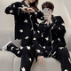 Bo Na Ling couple pajamas for one man and one woman, spring and summer cardigan, long-sleeved trousers, casual men's pajamas, women can wear outside home clothes set, puppy print pajamas, men's XL