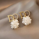 Erqi Xiaoxiang Style Nouvelles boucles d'oreilles Stud Lettres de boucles d'oreilles Perl Face Rond à la mode haut