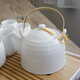 Gushengji pure white simple tea set household Jingdezhen high white ceramic underglaze color teapot tea cup large handle pot pure white simple (1 pot 6 cups + bamboo tray)
