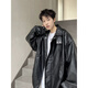
FHHUABD leather jacket men autumn and winter American retro handsome street-like loose casual motorcycle suit pu leather jacket wjs-w9274 brown M