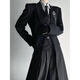 Riren returns to Yamamoto style long suit jacket for men and women, unisex style high-end black shoulder coat, windbreaker, men's suit, suit + white shirt tie + trousers, three-piece suit without brooch XL recommended 120-135 Jin Jin is equal to 0.5 kg
