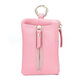 Qiger Neue Kapazität Schlüsselbeutel Damen echte Kuhlattenwagen Schlüsselkette Herren Mini kleiner Kartenbeutel Brieftasche integrierter Tasche Pink [Zipper 6 Schnalle]