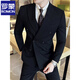ROMON high-end customized suit men's British style double-breasted business casual suit large size three-piece formal wedding suit 338 black double-breasted single-piece suit 3XL (155-170Jin Jin equals 0.5 kg)