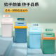 Qindu Flip Trash Bathon Baño, cocina, dormitorio, Internet Celebritas Gran capacidad Liver Booding Room Dormitory with Tap -Trash Can SN9755 Nordic Blue + Orange Gland 9.8L 丨 1 Paquete 丨 Cubo único con glándula a presión