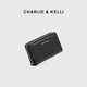 CHARLIE & KELLI官网 CK轻奢包包女包拉链短款多卡位女士2025新款卡包零钱包 黑色