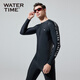 WATERTIME one-piece swimsuit men's professional snorkeling surfing suit sun protection long-sleeved trousers jellyfish suit black 2XL