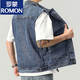 Romon 2024 Denim Weste Männer Ärmelne Weste Jacke Herren Spring- und Herbst Trendy Lose vielseitige Arbeit Jacke 9215 Blau + 9215 Schwarz 2xl