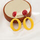 Delijia children's retro Hong Kong style exaggerated temperament girl personality contrasting color geometric earrings earrings mosquito coil ear clips without ear piercing [1049] contrasting color elliptical ear needle