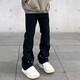 
7 high-quality American retro washing jeans men's loose high street straight hiphop design and handsome versatile pants SXNZ-7029 black L