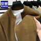 ROMON double zipper stand-up collar cardigan for men thickened wool sweater for autumn and winter solid color slim mid-collar knitted jacket medium gray L /110