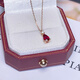 Iba 0.6g natural pigeon blood red ruby pendant, 18K gold inlaid with colored gemstones, birthday gift for girlfriend, 0.6 carat, ready stock with 18K gold necklace