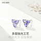 Qiao Wu Qiao Nv (in lay) Tanzanite Earrings Triangular Earrings Earrings High-end Female OL Simple Personality 925 Silver Colored Gemstone Earrings Blue Pyramid Earrings