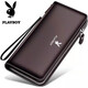 Playboy VIP Men's Long Wallet Sumbag 2022 Подлинная кожаная текстура Многокорный мешок для мобильного телефона с большой пропускной способностью, коричневый цвет одиночный тяга + классический кофе
