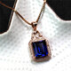 VAN OCEAN ANNORA Rectangular Tanzanite Sapphire Pendant Necklace Pendant Women's Royal Blue Tanzanite Pendant Set with Diamonds White Gold (Main Stone 10X12mm) No Chain