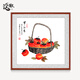 Han'ao famous hand-painted Chinese painting restaurant decoration painting entrance hall hanging painting corridor wall painting ink painting persimmon persimmon Ruyi mural everything goes well with arc brown frame framed with solid wood frame 65*65cm
