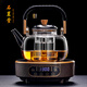 Shimingtang high-end new glass steaming integrated teapot fully automatic electric ceramic stove boiling water tea set tea making set household set large Zen pot + smart wood grain color stove
