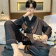 
Lanmiao LAMIU men's pajamas ice silk long sleeves 2024 new spring and autumn high-end imitation silk youth home clothing set high-quality ice silk 844 XL size height about 175 weight 130-150 Jin [Jin equals 0.5 kg]