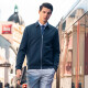 
Mr. Cloth lapel knitted wool jacket men's spring and autumn double-sided pocket cardigan sweater BT12131 dark gray blue L (175)